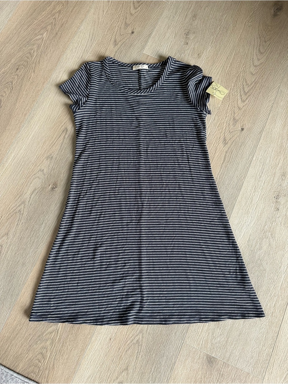 Olivia Rae Navy and White Striped Crewneck Dress
